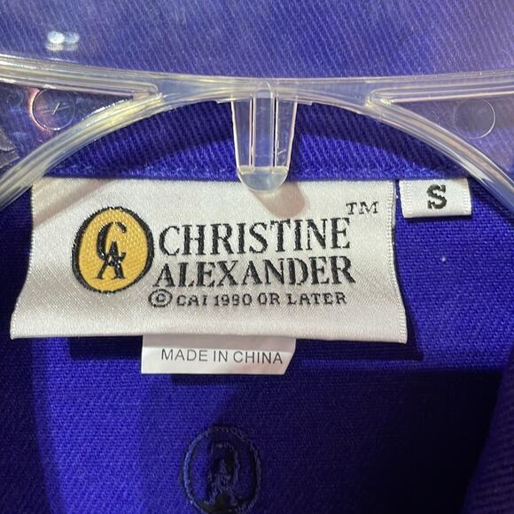 Christine Alexander S purple blue 💯cotton jean jacket Swarovski buttons nwt - Picture 2 of 12